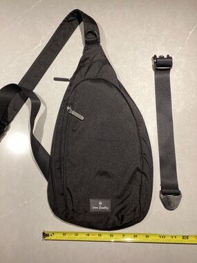 Vera Bradley Black Nylon Sling Bag Crossbody with Strap Extender